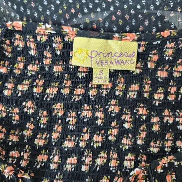 Princess Vera Wang Sheer Black Floral Peasant Blouse - Picture 2 of 4